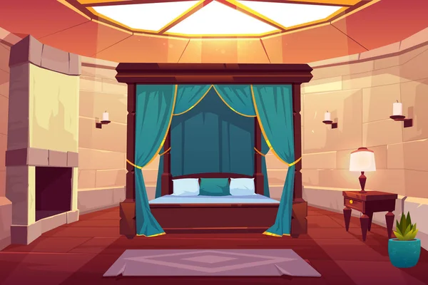 Lüks otel yatak odası karikatür vektör iç