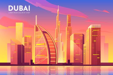 Dubai, Bae şehri. Birleşik Arap Emirlikleri cityscape