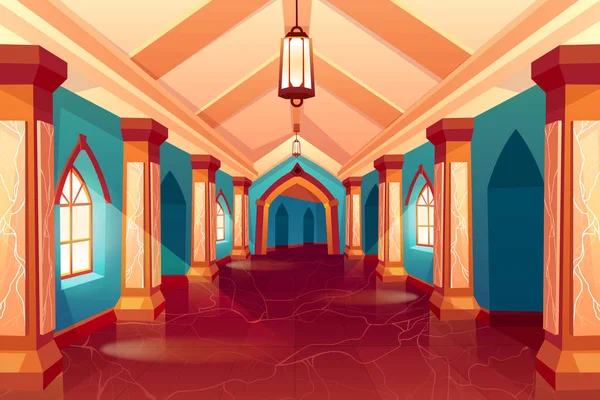 Salón del castillo. Interior medieval palacio real trono ceremonia real