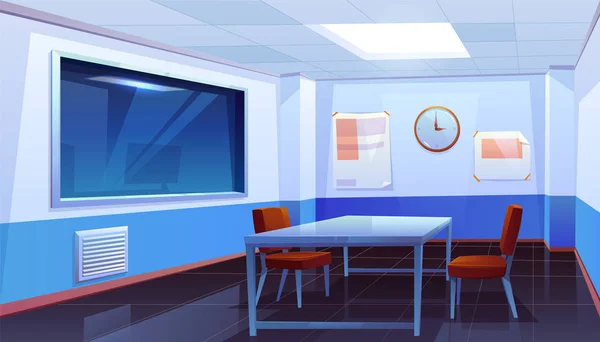 Výslechová místnost na policejní stanici, interiér — Stockový vektor