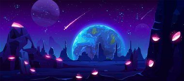 Uzaylı gezegeninden gece dünya görünümü, Neon uzay