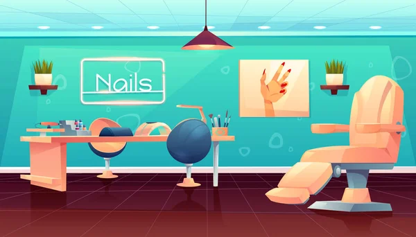 Salão de manicure, procedimentos de cuidado de unhas de pedicure — Vetor de Stock