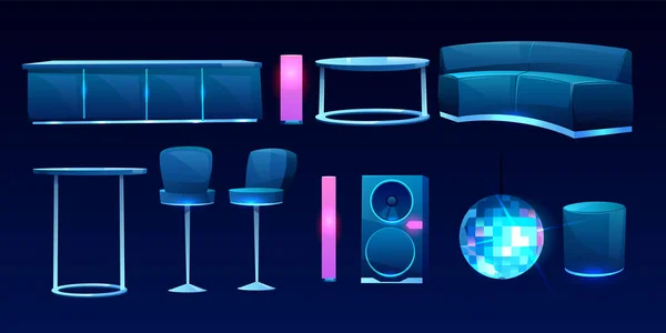 Muebles para club nocturno o bar, diseño de interiores — Vector de stock