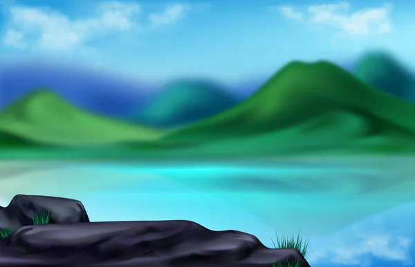 Гірський пейзаж, літній розмитий фон — стоковий вектор