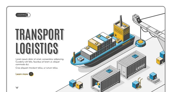 Logistique de transport, société de livraison de port de navire — Image vectorielle