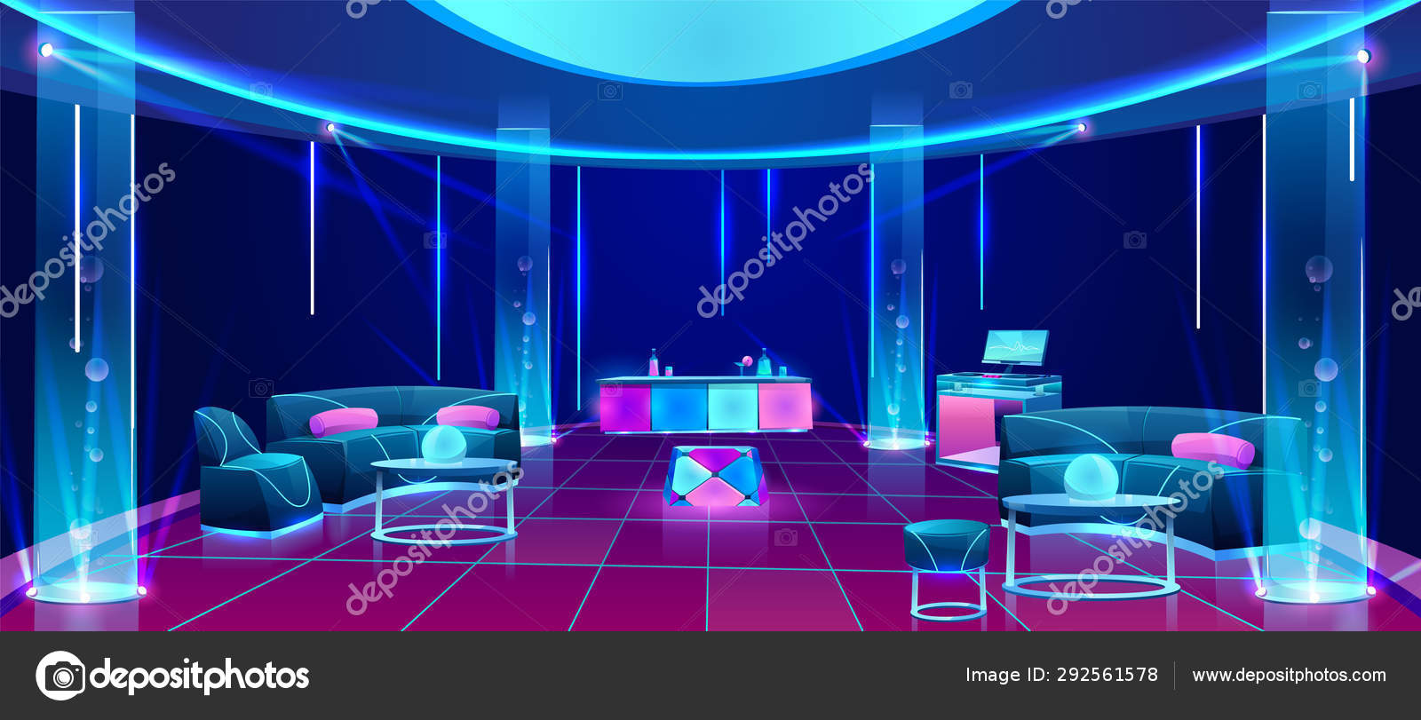 Night Club Or Bar Interior Design With Furniture Stock