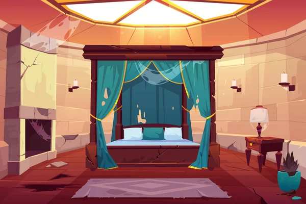 Υπνοδωμάτιο σε κάστρο ή παλάτι. Άδειο ηλιόλουστο διαμέρισμα — Διανυσματικό Αρχείο