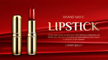 Lipstick cosmetics make up product promo banner clipart