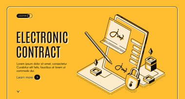 Elektronik sözleşme izometrik afiş, e-imza