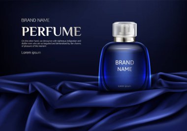 Mavi ipek katlanmış kumaş parfüm cam şişe