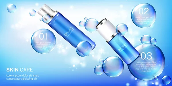 Tubos cosméticos simulam, garrafas de cosméticos de beleza — Vetor de Stock