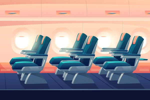 Cabine avion, classe économique avion avec sièges — Image vectorielle