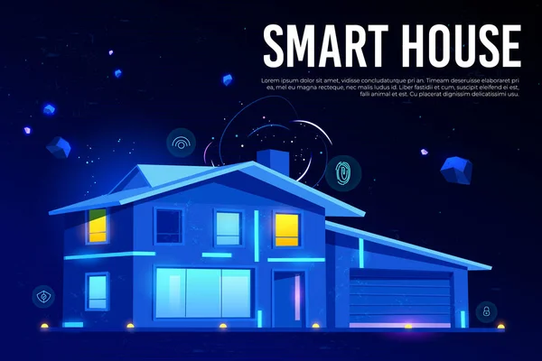 Έξυπνο σπίτι και τεχνητή νοημοσύνη τεχνολογία — Διανυσματικό Αρχείο