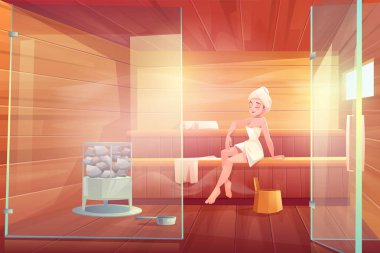 Saunada kadın buhar sağlıklı yaşam spa prosedürü almak