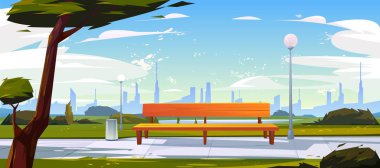 Şehir manzaralı park yaz saati manzara Bench