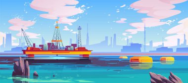Cleaning of oil in ocean, robots bio-cleaners clipart
