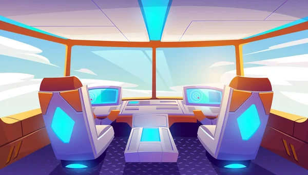 Jet cockpit, avião vazio cabine design de interiores — Vetor de Stock