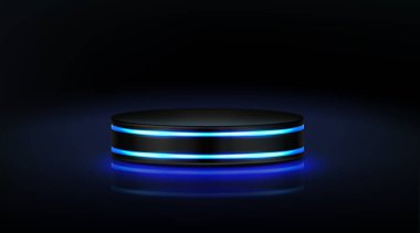 Neon podyumu. Ürün sunumu için boş aşama