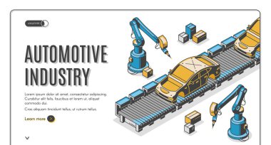 robotlar el konveyör bant işlemi araba montajı