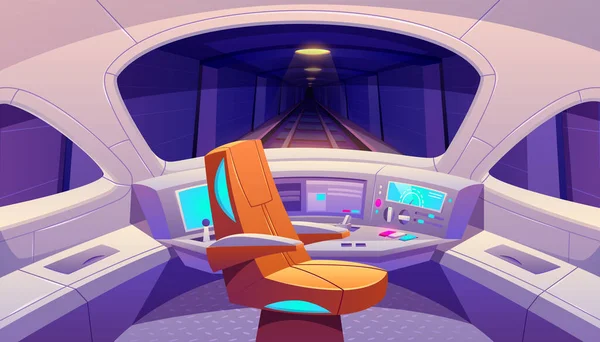 带控制面板和扶手椅的驾驶舱列车 — 图库矢量图片