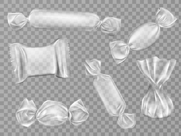 Envolturas de caramelo transparente conjunto clip aislado — Vector de stock