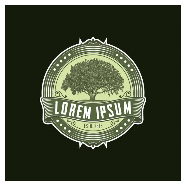 büyük ağaç logosu vintage rozeti