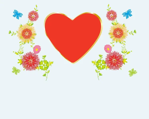 Corazón Flores Composición Para Día Madre San Valentín — Vector de stock