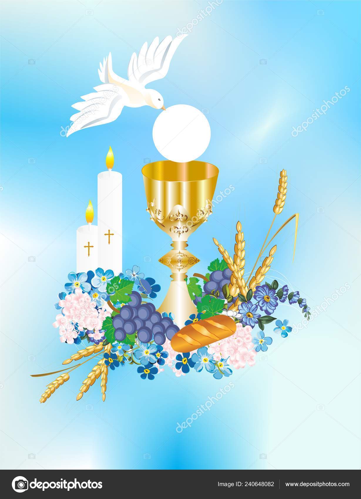 Background Characteristic Symbols Holy Communion Stock Vector Image by  ©rodzynka #240648082