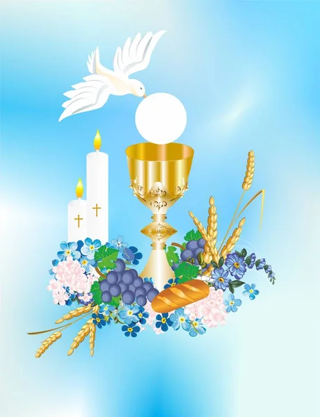 聖体拝領の特徴的なシンボルの背景 — ストックベクタ