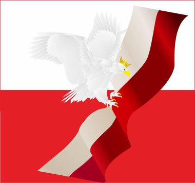 kompozisyon beyaz-kırmızı kanatları uzatılmış bir kartal ile