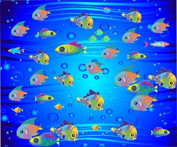 Composition Colorful Fish Swim Sea — Stock Vector