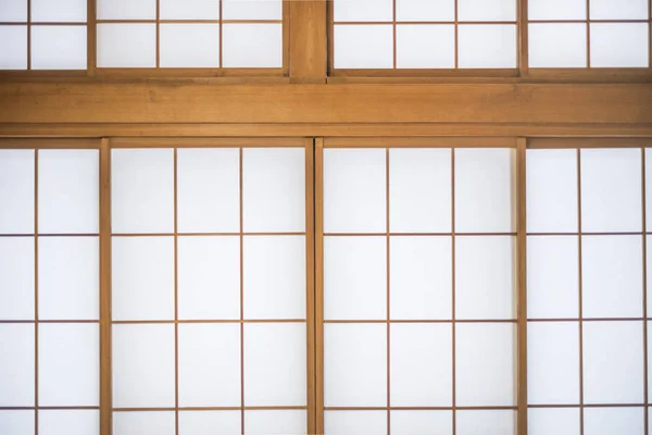 Japon Sürgülü Kağıt Kapı Ile Gerçek Ahşap Çerçeve — Stok fotoğraf