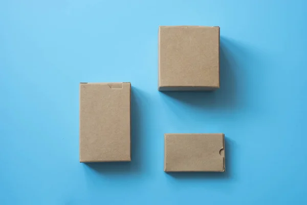 Samling Brunt Papper Kartong Paketet Box — Stockfoto