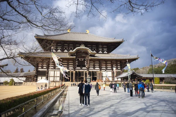 Nara Japan Februari 2017 Mensen Reist Todaiji Tempel — Stockfoto