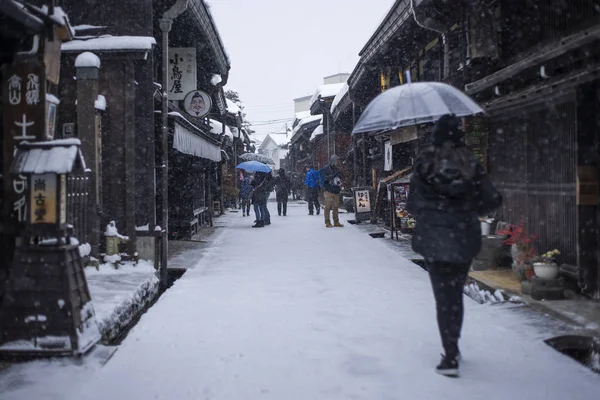 Takayama Japonya Şubat 2017 Turist Kadın Alarak Resim Takayama Old — Stok fotoğraf