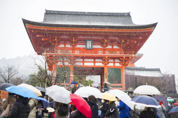 Kiyomizudera Tempel Wintersneeuw — Stockfoto