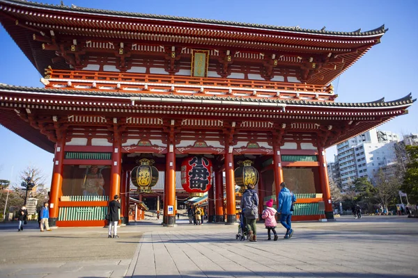 Tokyo Japan Februari 2017 Sensoji Tempel Ochtend Met Toeristische — Stockfoto
