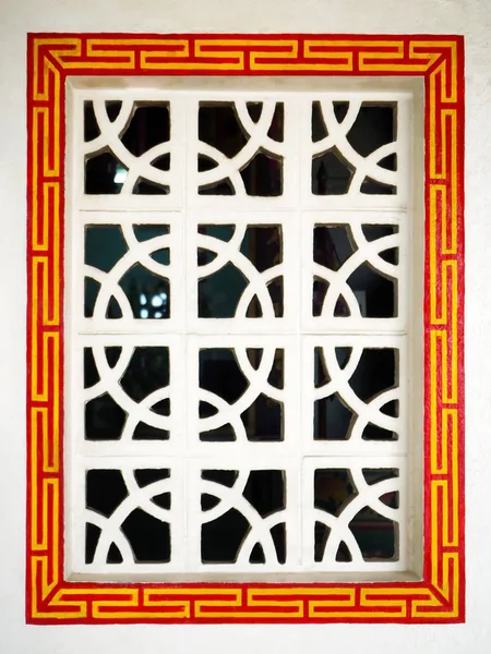 Fenêtre Traditionnelle Vieux Sanctuaire Chinois — Photo