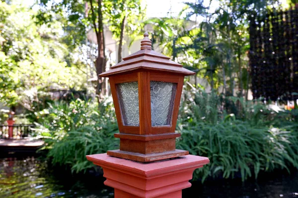 Traditional Wooden Garden Lamp