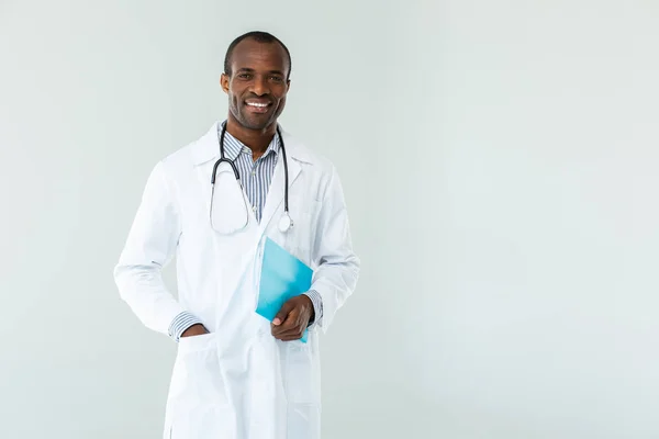 Klaar Voor Checkup Taille Van Lachende Professionele Beoefenaar Die Een — Stockfoto