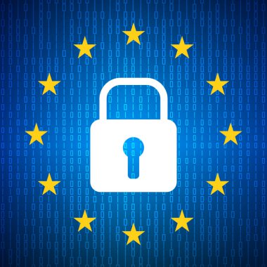 Genel veri koruma Regulation(Gdpr). Güvenlik teknolojik altyapı. AB bayrağı. 