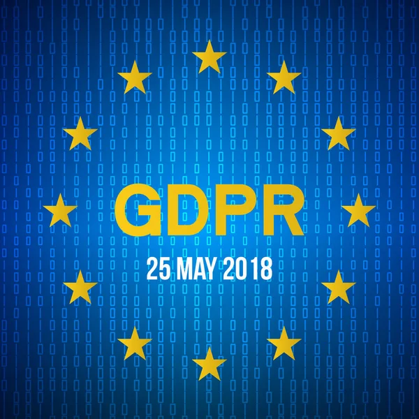 Reglamento General de Protección de Datos (RGPD). datos 25 mayo 2018. Tecnología de seguridad de fondo. Bandera UE . — Vector de stock