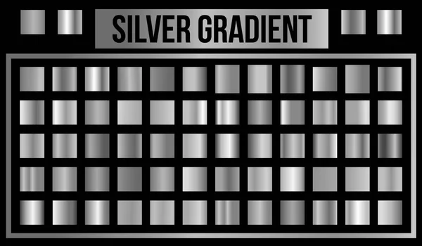 Vector set of metallic and silver shiny gradients. Vector Illustration — Stock Vector