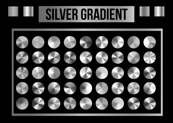Vector set of silver conical and round gradients. Vector Illustration — Stock Vector