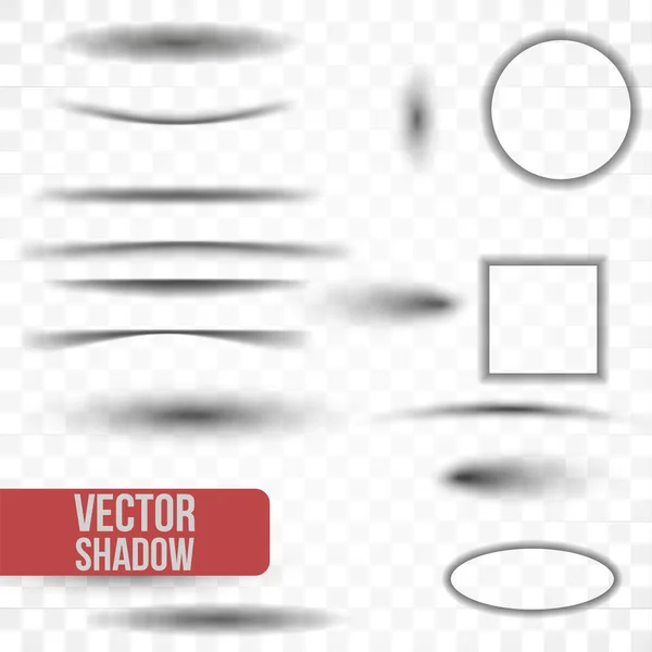 Conjunto de sombras ovaladas transparentes aisladas sobre fondo transparente. Vector — Vector de stock