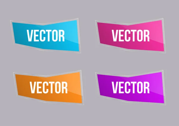 Set banner lucido, pulsanti di colore per azioni per siti, volantini pubblicitari e cartelloni pubblicitari, pubblicità, marketing. illustrazione vettoriale — Vettoriale Stock