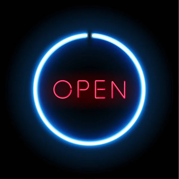 Siyah bir zemin üzerine mavi Neon açık işareti daire şekli. Vektör çizim.