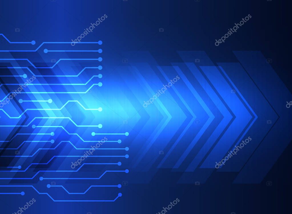 Abstract blue engineering technology system, circuit board and
