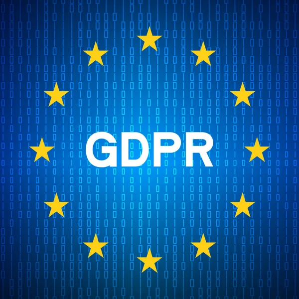 Reglamento General de Protección de Datos (RGPD). Tecnología de seguridad de fondo. Bandera UE . — Vector de stock