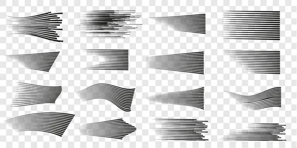 Conjunto de líneas de velocidad aisladas. Efecto de movimiento para su diseño. Líneas cómicas negras sobre un fondo transparente . —  Fotos de Stock